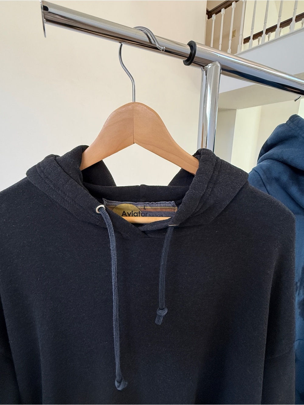 Aviator Nation 
RELAXED CHECK SLEEVE
PULLOVER HOODIE - BLACK
Size L 
Used Good - Picture 8 of 8